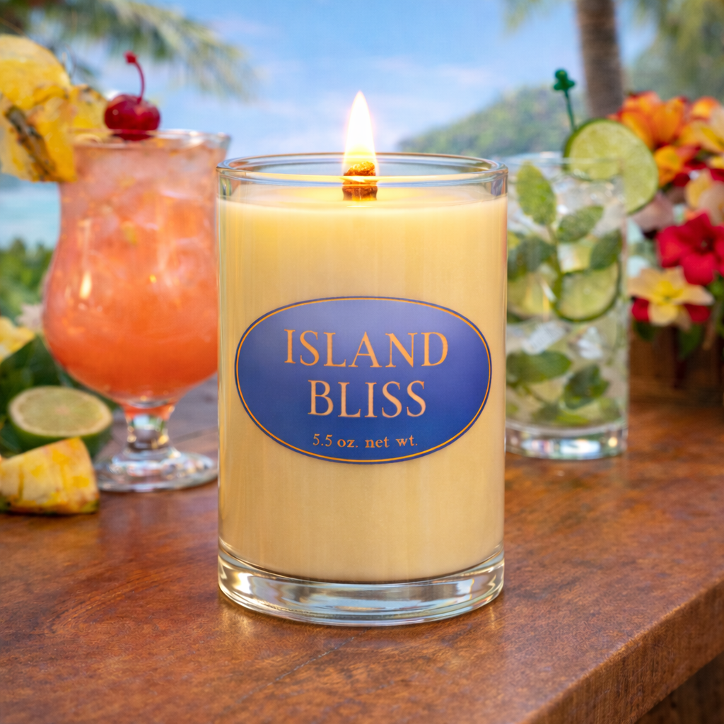 Island Bliss - 7 oz. glass jar WOOD WICK (5.5 oz. net wt.)